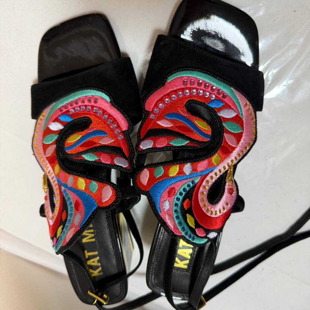 Kat Maconie Vibrant Embroidered Sandals